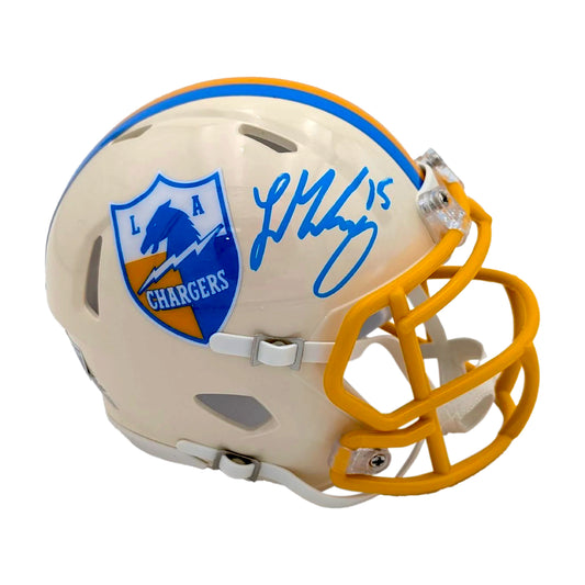 Ladd McConkey Signed Chargers Retro Series Mini Helmet - Beckett