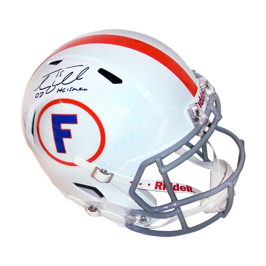 TIM TEBOW SIGNED GATORS WHITE T/B SPEED FULL SIZE REPLICA HELMET 07 HEISMAN PSA
