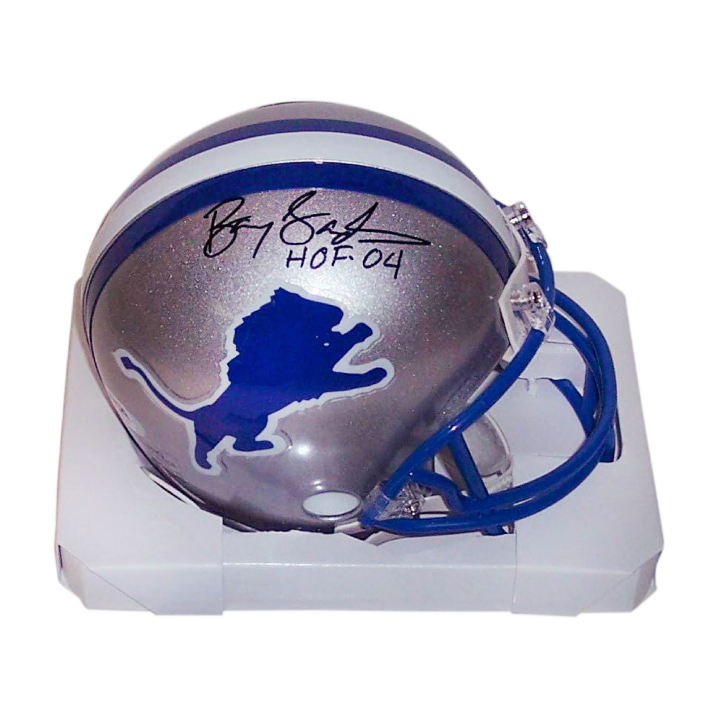 Barry Sanders Autographed Hall of Fame Mini Helmet