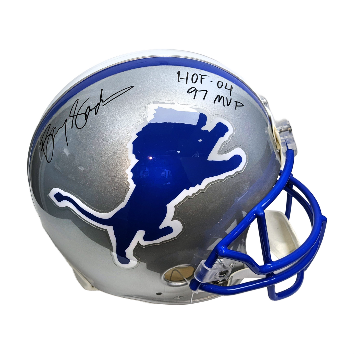 Barry Sanders Autographed Hand Signed Riddell Detroit Lions Throwback