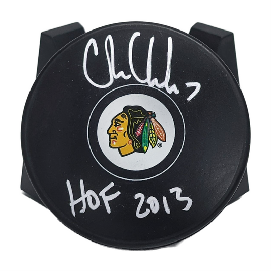 Chris Chelios Hall of Fame Signed Complete Blackhawks 