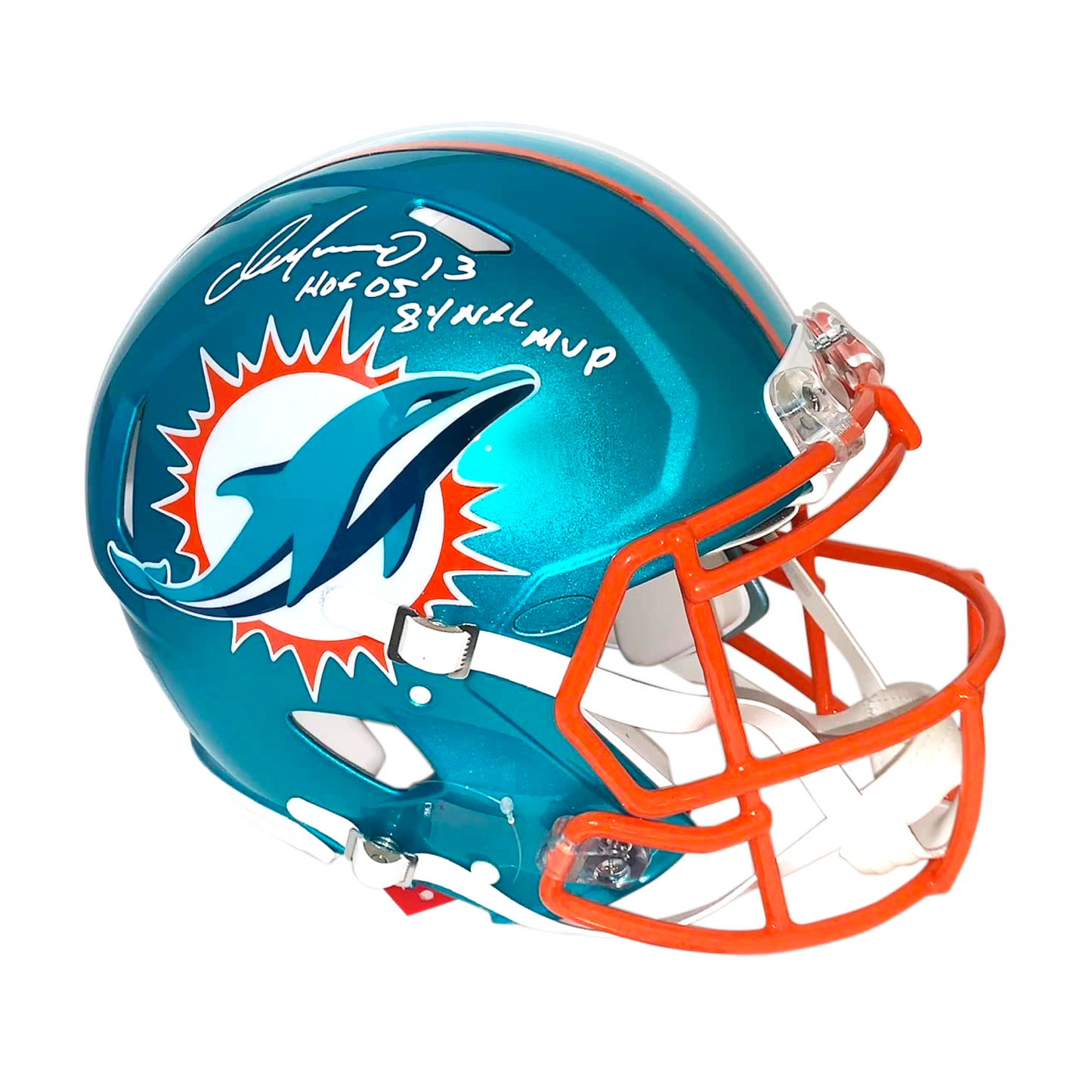 Dan Marino Autographed Hand Signed Miami Dolphins Flash Speed Full Size Authentic Football Helmet - 84 NFL MVP and HOF 05 inscriptions - BAS Beckett Authentication