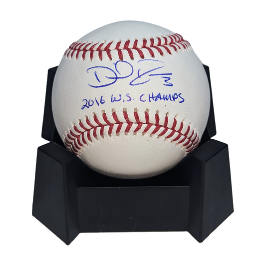 David Ross Autographed Official MLB Baseball with 2016 WS Champs Inscription. Beckett Authentication.