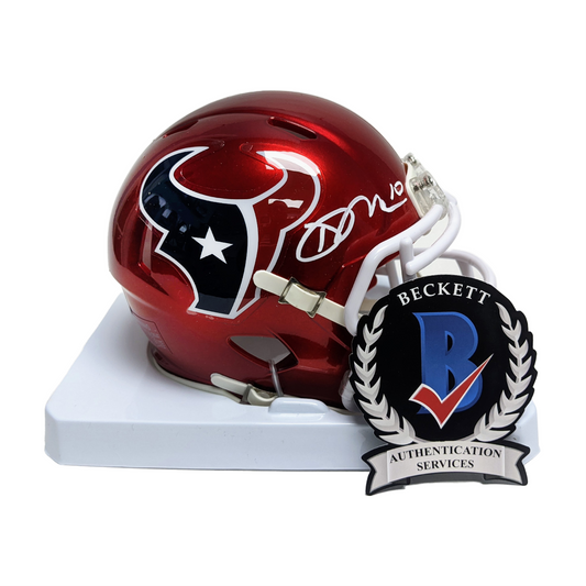 Davis Mills Autographed Hand Signed Houston Texans Flash Mini Football Helmet - BAS Beckett Authentication