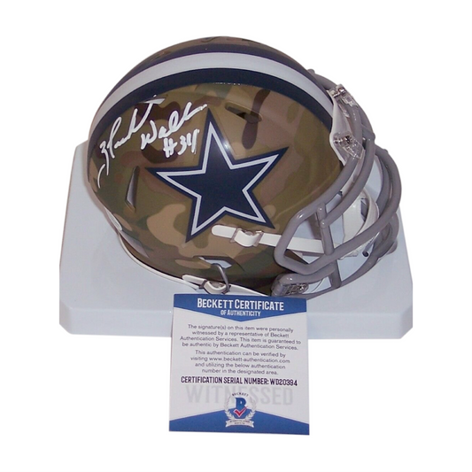 EMMITT SMITH SIGNED DALLAS COWBOYS CAMO SPEED MINI HELMET BECKETT