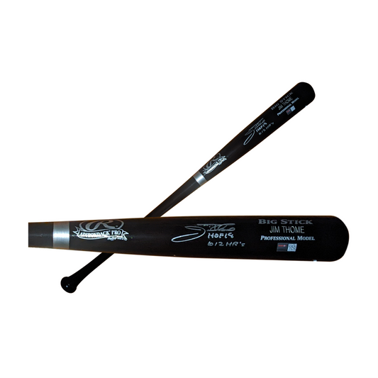 Jim Thome Autographed Hand Signed Black Rawlings Big Stick Pro Stock Wood Baseball Bat with HOF 18 & 612 HR's Inscriptions - PSA Authentication