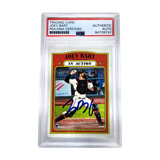 Joey Bart 2021 Topps Heritage In Action Autographed Card - PSA Encapsulated NG