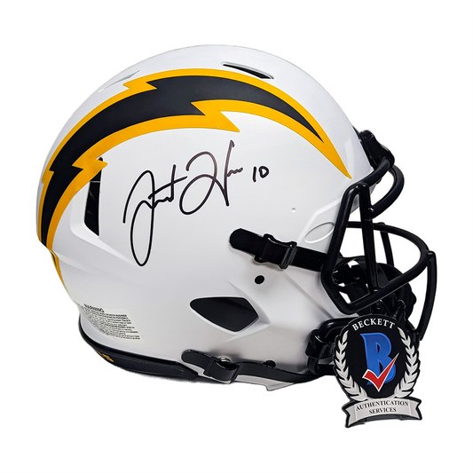 Justin Herbert Autographed Hand Signed Los Angeles Chargers Lunar Full Size Authentic Pro Football Helmet - BAS Beckett Authentication