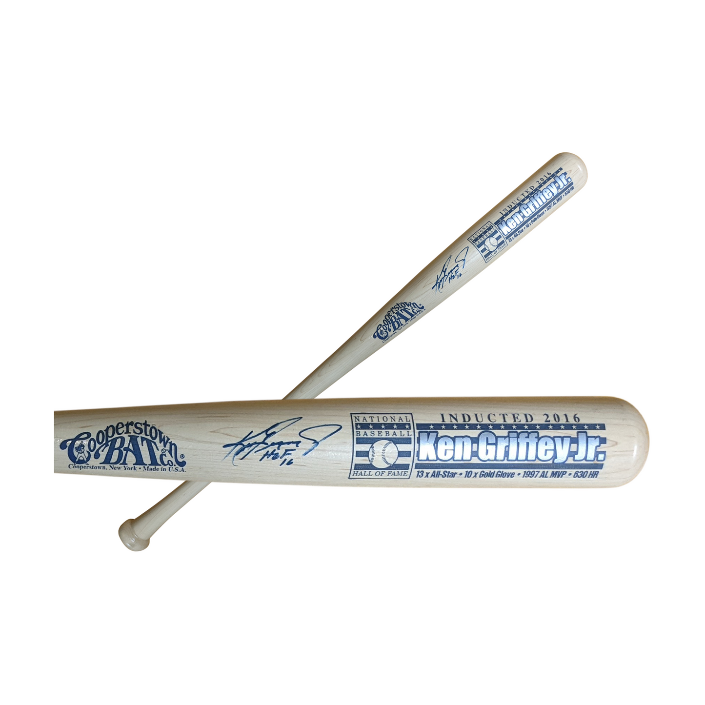 Ken Griffey Jr. Autographed Hand Signed Cooperstown Stats Wood Baseball Bat with HOF 16 Inscription - PSA Authentication