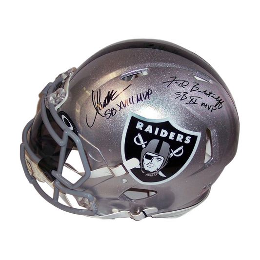Marcus Allen & Fred Biletnikoff Autographed Hand Signed Oakland Raiders Speed Full Size Authentic Football Helmet - SB MVP - BAS Authentication