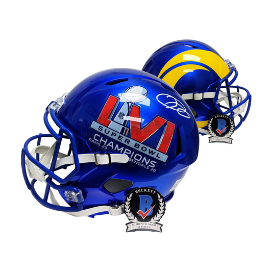 Odell Beckham Autographed Hand Signed Rams SB Champs Edition Speed Full Size Football Helmet - BAS Beckett Authentication