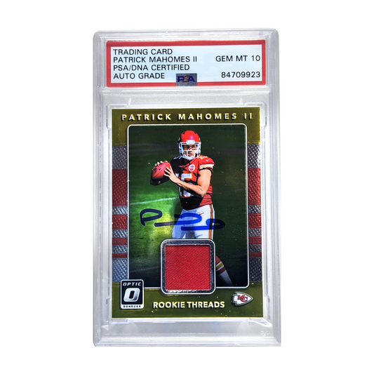 Patrick Mahomes Signed Chiefs Custom Framed Jersey Display with 2017 Leaf  Draft #56 (PSA 10) & 2020 Panini Mosaic Will to Win Mosaic #1 (PSA 10)  (Fanatics)