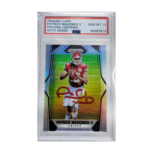 Patrick Mahomes Signed Chiefs Custom Framed Jersey Display with 2017 Leaf  Draft #56 (PSA 10) & 2020 Panini Mosaic Will to Win Mosaic #1 (PSA 10)  (Fanatics)