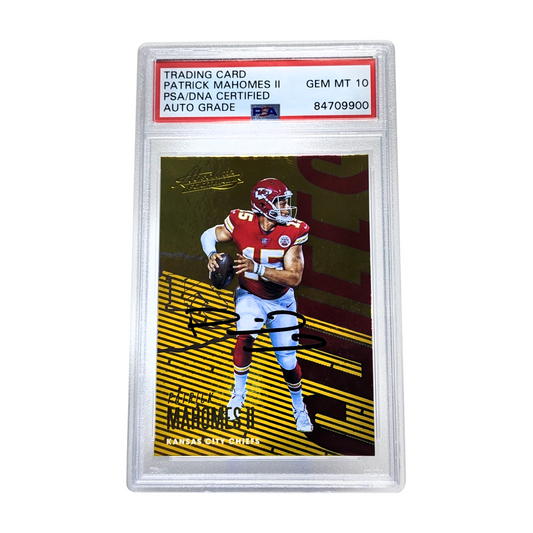 Patrick Mahomes Signed Chiefs Custom Framed Jersey Display with 2017 Leaf  Draft #56 (PSA 10) & 2020 Panini Mosaic Will to Win Mosaic #1 (PSA 10)  (Fanatics)