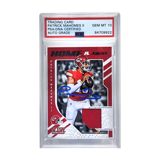 Patrick Mahomes 2018 Panini Score Home & Away Red Jersey Relic Gem Mint 10 Auto