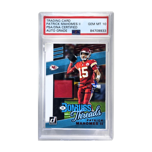 Patrick Mahomes Autographed 2017 Panini Score Home & Away Jersey Relic PSA  Gem Mint 10 Auto