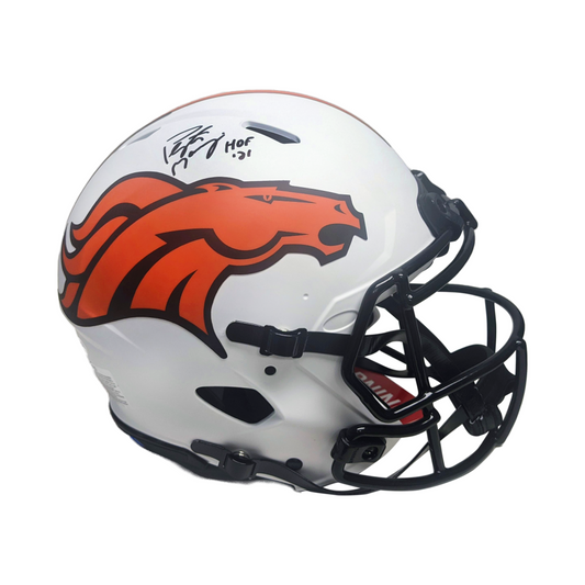 Peyton Manning Autographed Hand Signed Denver Broncos Lunar Full Size Authentic Football Helmet with HOF 21 Inscription - PSA Authentication