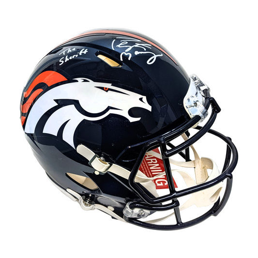 Peyton Manning Autographed Hand Signed Riddell Denver Broncos Speed Full Size Authentic Pro Football Helmet - with The Sheriff Inscription - PSA/DNA Authentication
