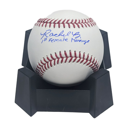 Rachel Balkovec Autographed Official MLB Baseball with 1st Female Manager Inscription. JSA Authentication.