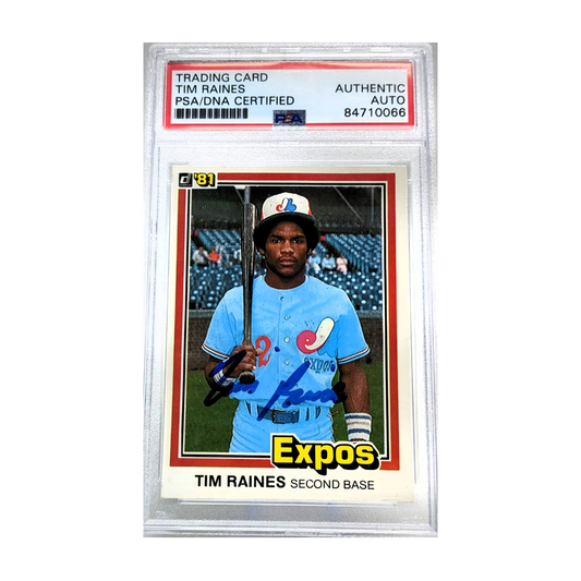 Tim Raines Autographed 1982 Fleer Card (PSA)