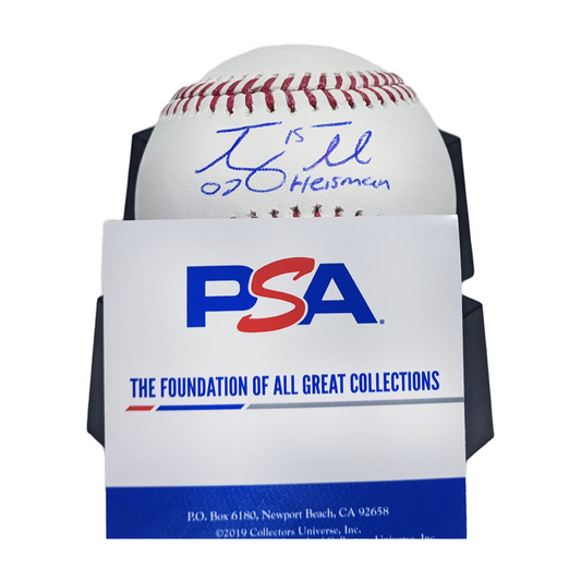 Tim Tebow Autographed Official MLB Baseball with 07 Heisman Inscription. PSA Authentication.