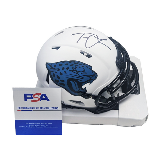 Trevor Lawrence Autographed Hand Signed Jacksonville Jaguars Lunar Mini Football Helmet - PSA/DNA