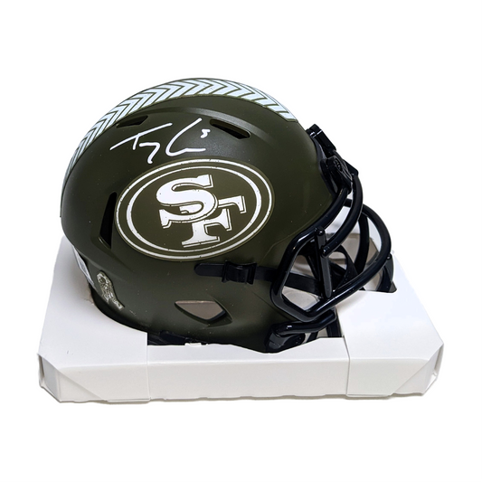 Trey Lance Autographed Hand Signed San Francisco 49ers Salute to Service Mini Football Helmet - BAS