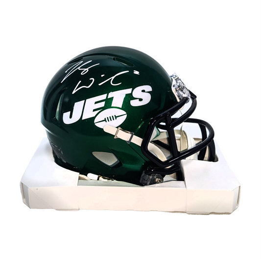 Zach Wilson Autographed Hand Signed Riddell New York Jets Speed Mini Football Helmet - BAS Beckett Authentication